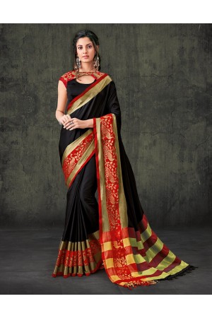 Zaarish ONYX Black Cotton Wear Saree