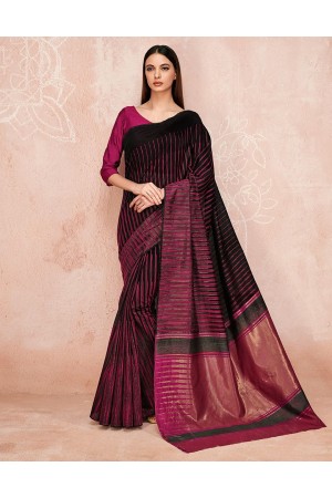 Zoya Onyx Black Designer Wear Cotton Saree