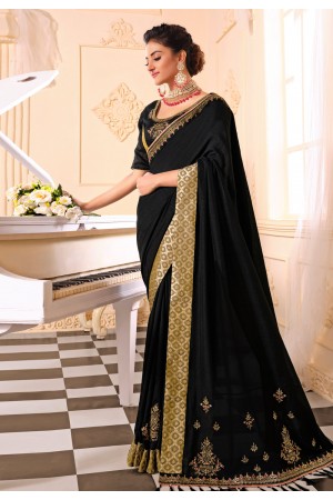 Black silk saree with blouse 318