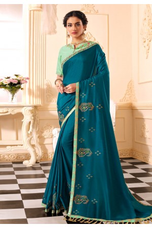 Blue silk saree 321