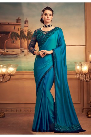 Blue silk saree with blouse 25012