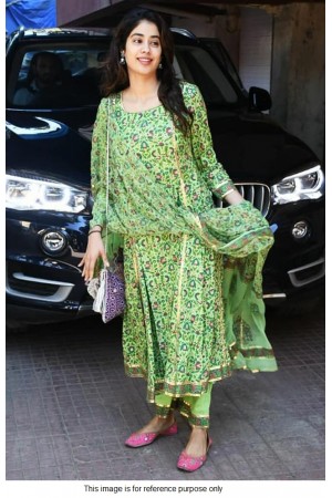 Bollywood Janhvi kapoor inspired Green Kurti set