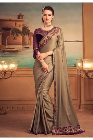 Brown silk party wear saree 25011