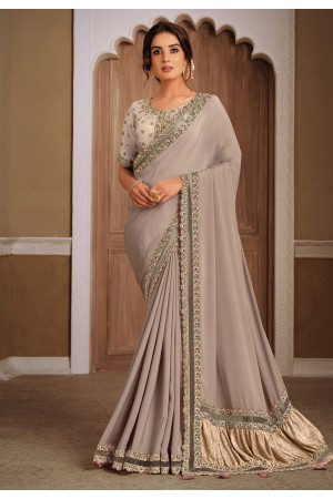 Grey silk party wear saree 21310