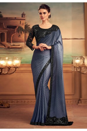 Grey silk saree with blouse 25010