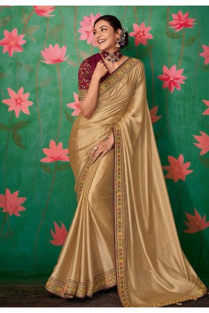 Kajal aggarwal beige art silk party wear saree 5160