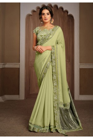 Light green silk party wear saree 21303