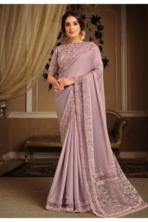 Light purple silk party wear saree 21306