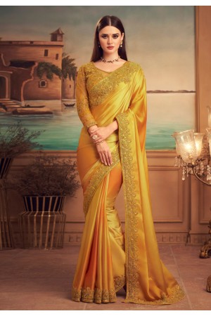 Mustard silk saree with blouse 25002