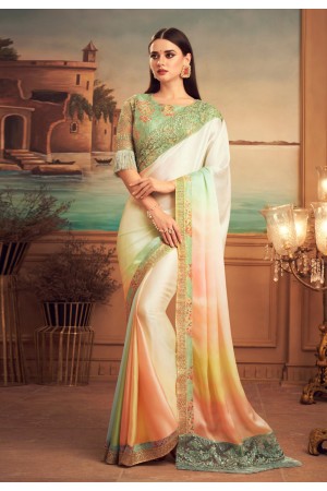 Off white silk festival wear saree 25007