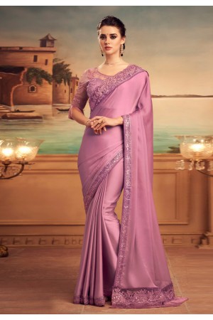 Pink silk party wear saree 25009