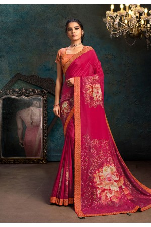 Pink silk saree with blouse 21107