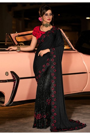Black silk festival wear saree 6006