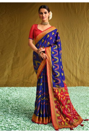 Blue brasso festival wear saree 1004