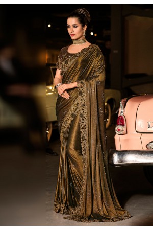 Brown silk festival wear saree 6012