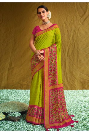 Light green brasso saree with blouse 1003