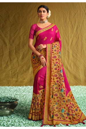 Magenta brasso saree with blouse 1005