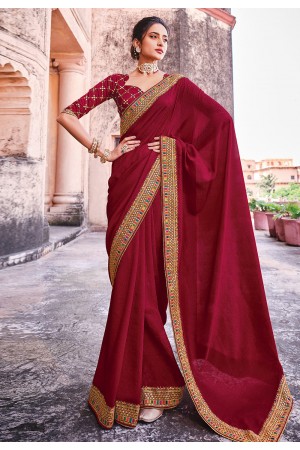 Maroon organza saree with blouse 21003