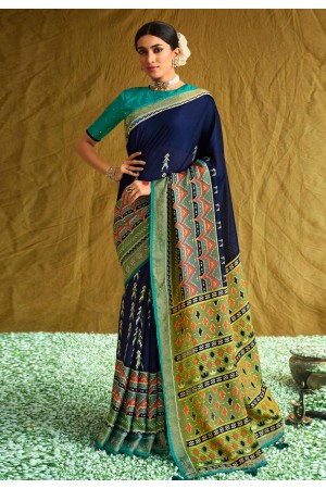 Navy blue brasso festival wear saree 1006