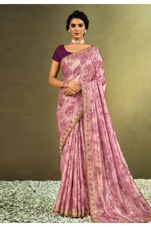 Pink tissue festival wear saree 21910