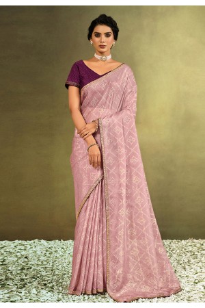 Pink tissue saree with blouse 21907