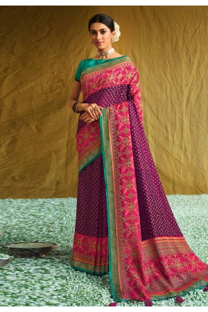 Purple brasso saree with blouse 1001