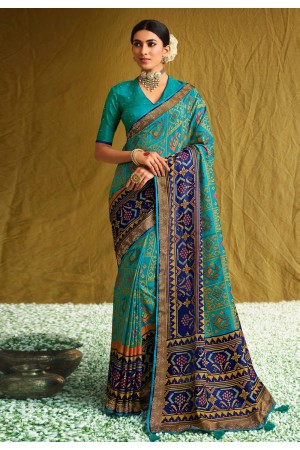 Sky blue brasso festival wear saree 1010