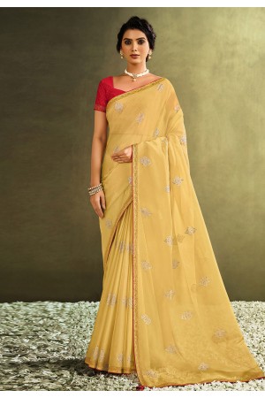 Yellow tissue saree with blouse 21911