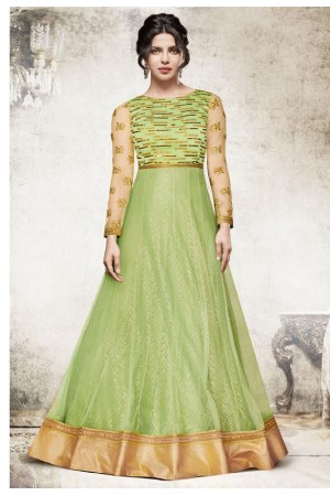 Priyanka chopra green yellow color Anarkali suit 5194