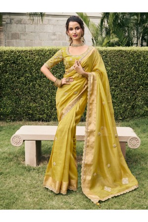 Light green Pure tissue silk wedding saree with blouse 4009