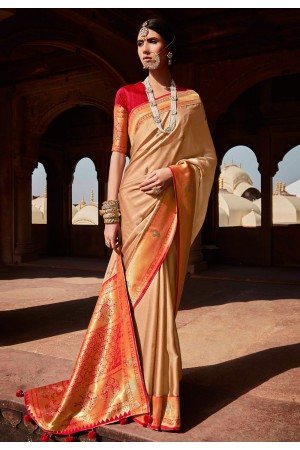 Beige silk festival wear saree 1377