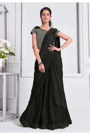 Black lycra designer saree 21514