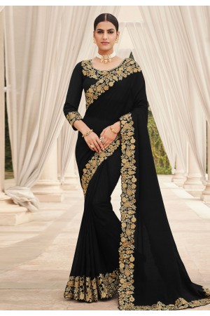 Black silk festival wear saree 6608