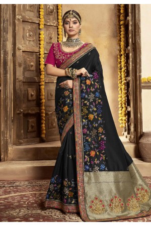 Black silk saree with blouse 118690