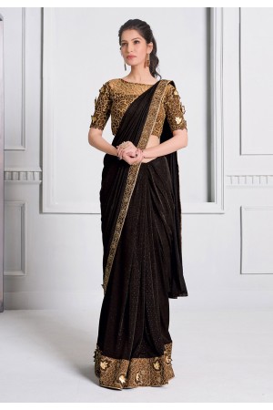 Brown lycra festival wear saree 21516