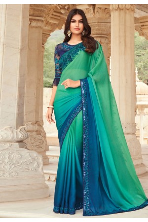 Green chiffon festival wear saree 804