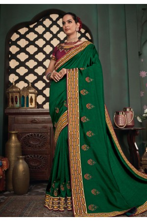 Green silk festival wear saree 117917