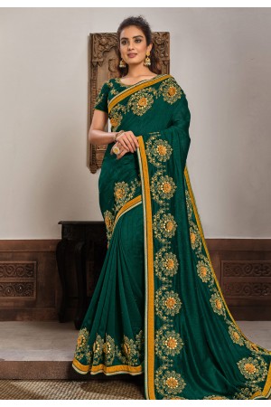 Green silk georgette saree with blouse 21410