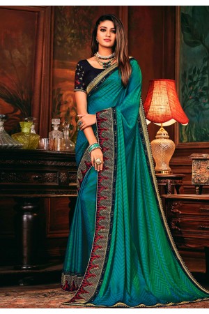 Green silk saree with blouse 114349