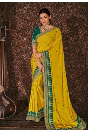 Kajal aggarwal yellow silk saree with blouse 5185