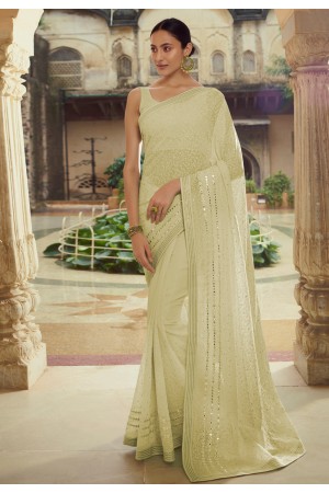 Light green georgette festival wear saree 6210