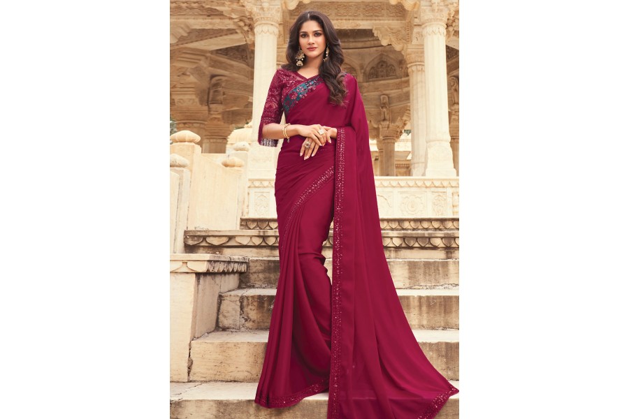 Maroon Georgette Kurti MDK158 main image 0