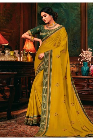 Mustard silk saree with blouse 114352