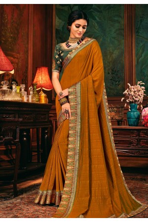 Mustard silk saree with blouse 114359