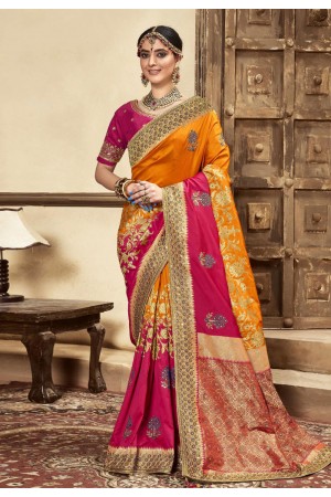 Orange silk festival wear saree 118687