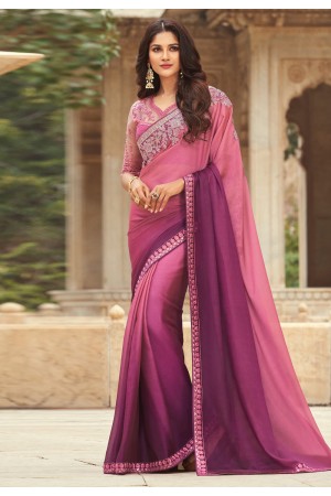 Pink chiffon festival wear saree 808