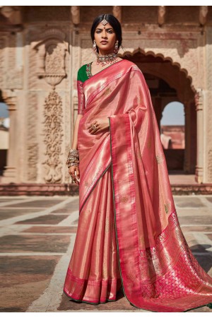 Pink silk festival wear saree 1379