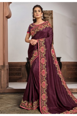 Purple silk georgette festival wear saree 21403