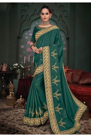 Sea green silk festival wear saree 117928