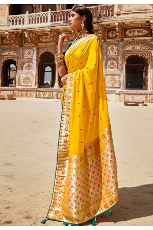 Yellow silk festival wear saree 1383